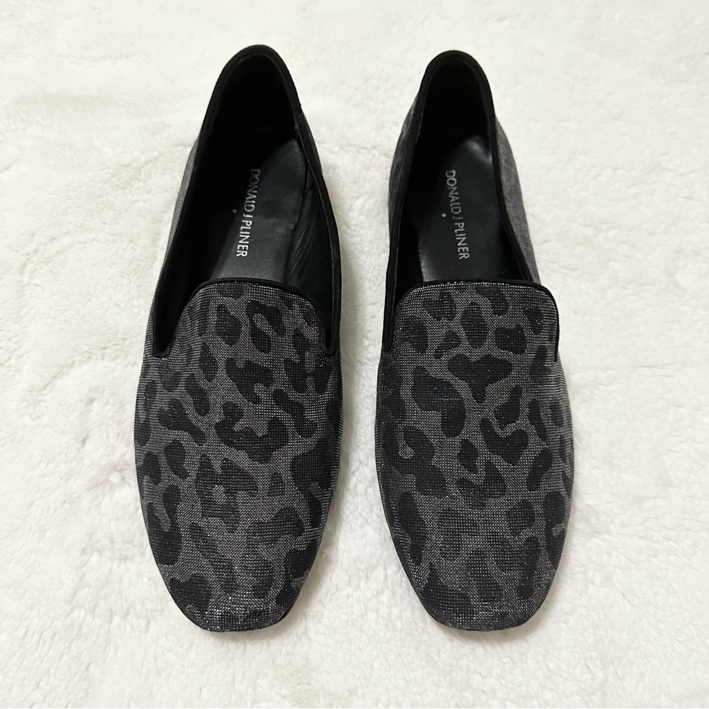 Donald J. Pilner Metallic Leopard Flats Loafers Driving Shoes Emilie 8.5